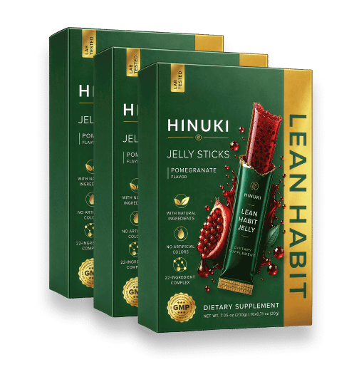 Hinuki 3-packs bunt — tre gröna Lean Habit gelésticklådor