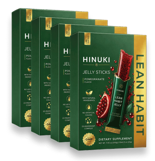 Hinuki 4-packs bunt — fyra gröna Lean Habit gelésticklådor, populärast