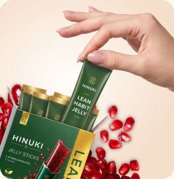 Hinuki koreansk gelésticka i sachet med granatäpplegelé med fiber